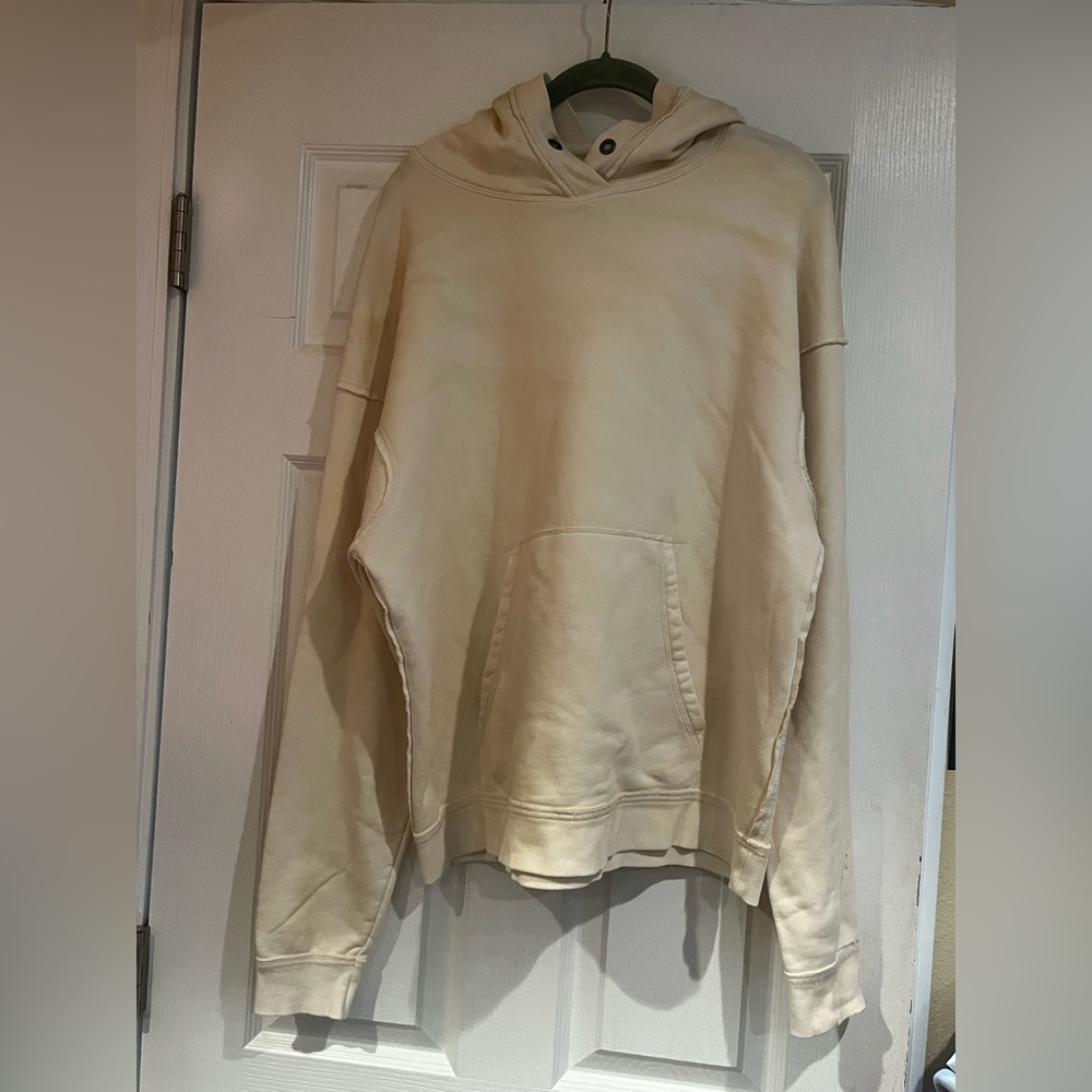 We The Free (Free People) Distressed Cream Tan Hoodie Size Medium NWOT